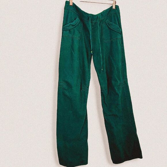 Omgirl Pants - Omgirl Green Low-Rise Mini Flare Joggers | Beaded Drawstring Large